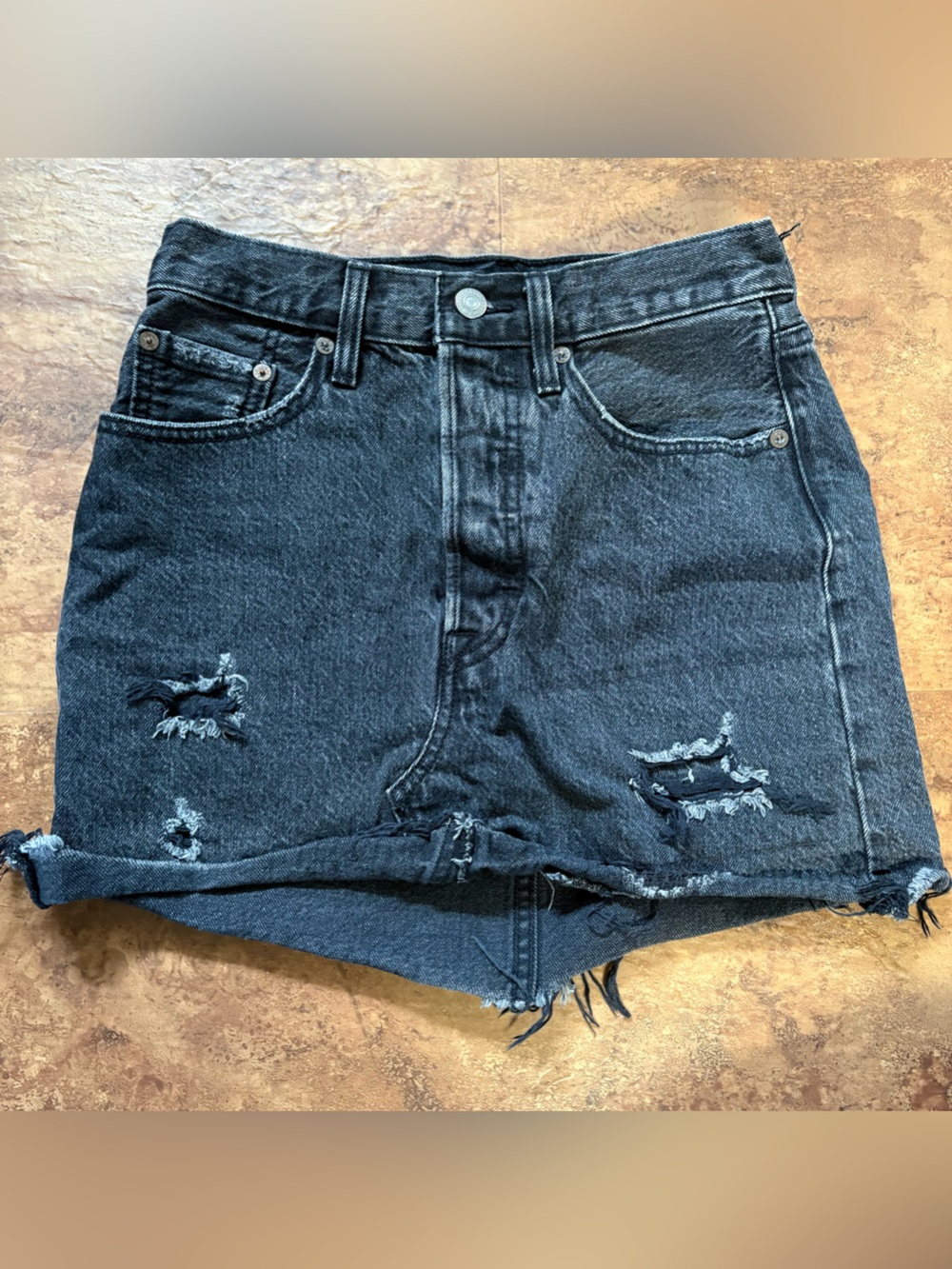 Levi's Black Washed Denim Skirt